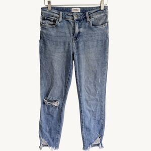Pistola Light Blue Denim Distressed Ankle Jeans Shark Bite Hem Womens Size 27
